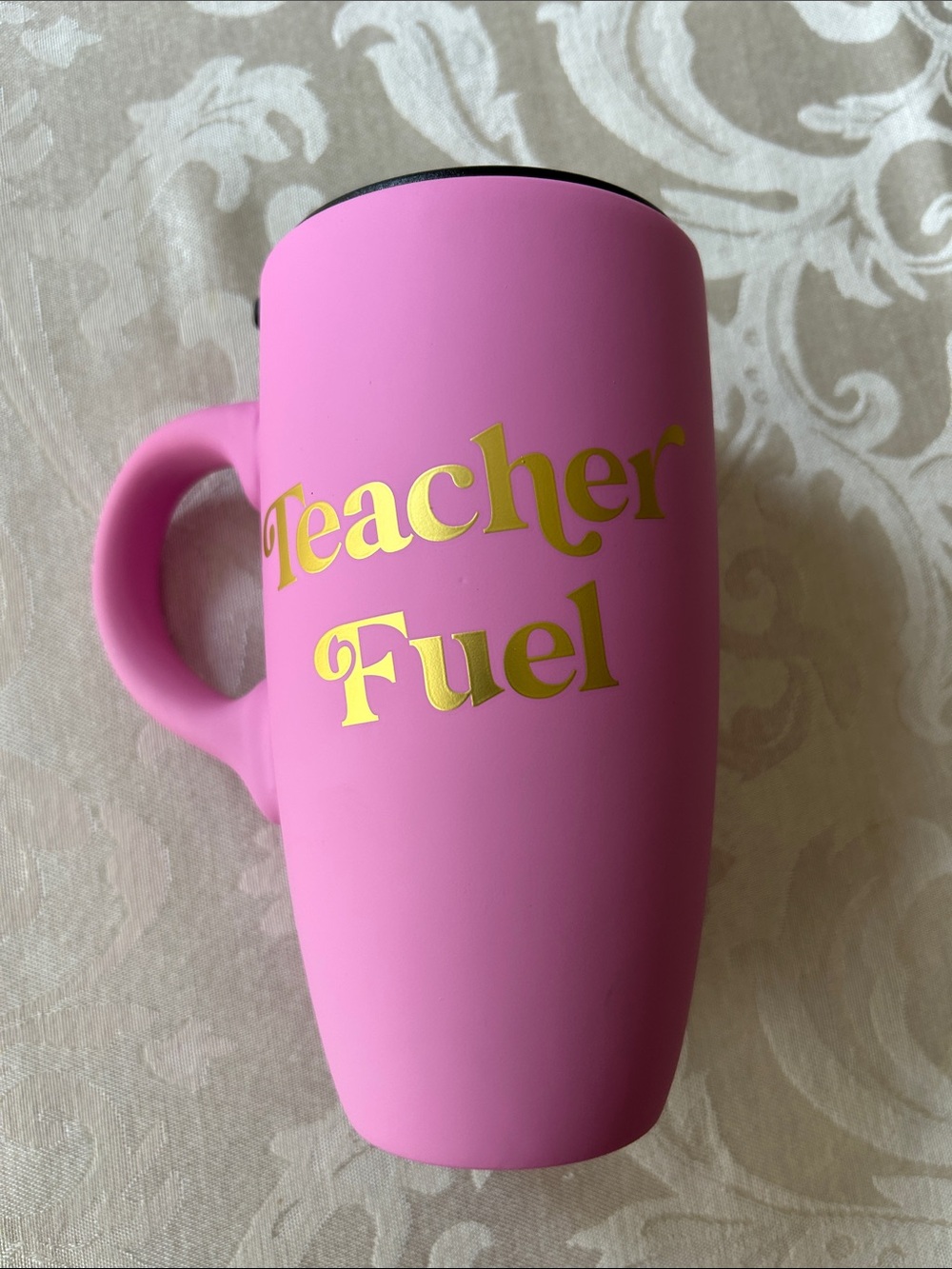 Insulated Pink "Teacher Fuel" Travel Mug